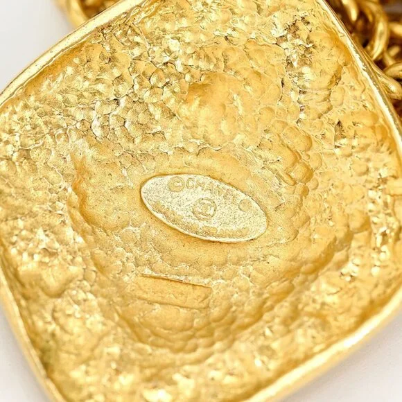 CHANEL CC Logos rhombus Charm Necklace 35 Gold Tone Auth #22400